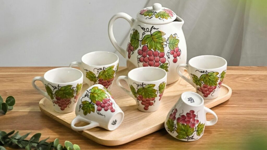 Milk Glass Pitcher with Grapes: Vintage Home Inspiration
